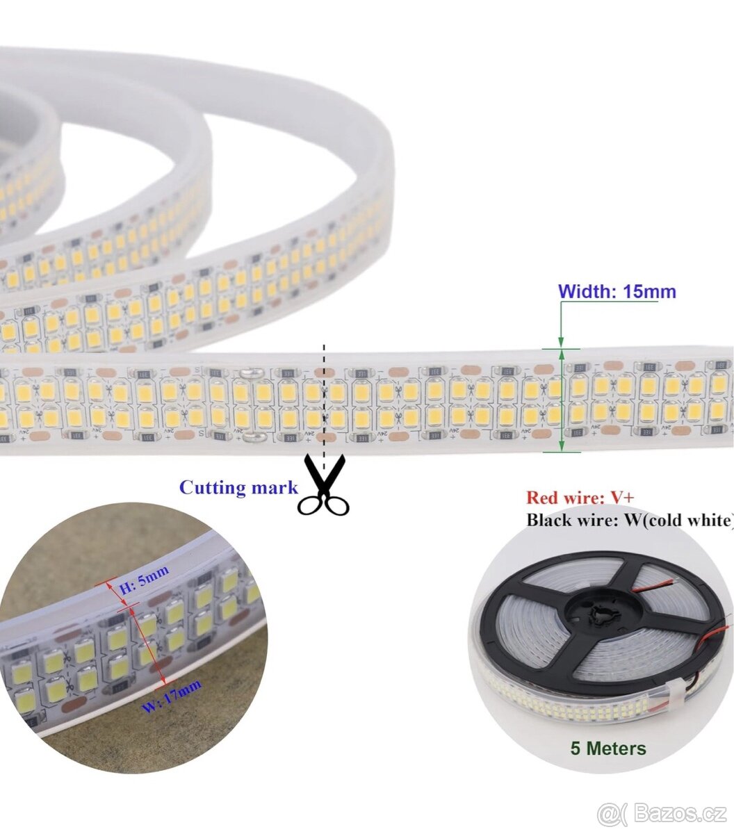 Dvouřadý led pásek -5 m - 5