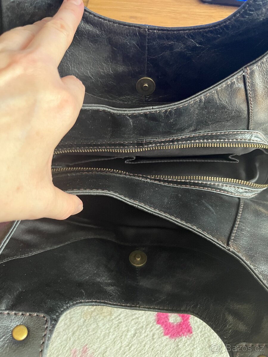 Kabelka černá kožená - 5