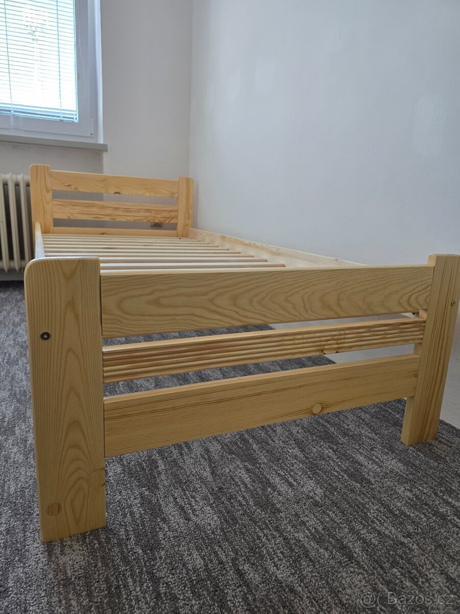 Prodám nové zvýšené postele 90x200 v moření dubu - 5