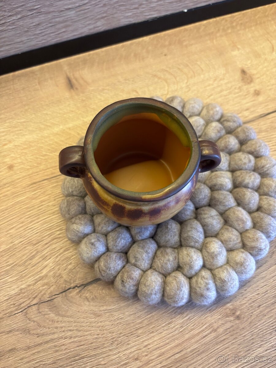 Kameninový obal na květináč Mustard/Brown 7,5 cm - 5