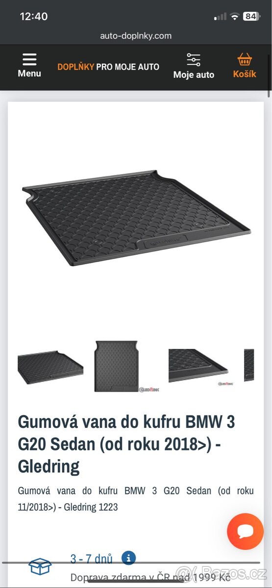 Gumová vana do kufru BMW 3 G20 Sedan (od roku 2018>) - 5
