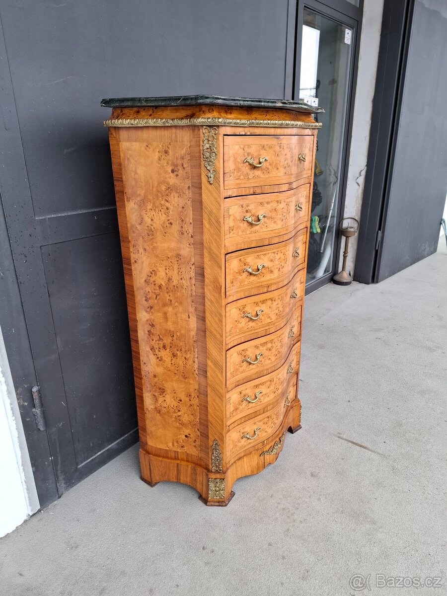 Starožitná šuplíková komoda s mramorem - 5