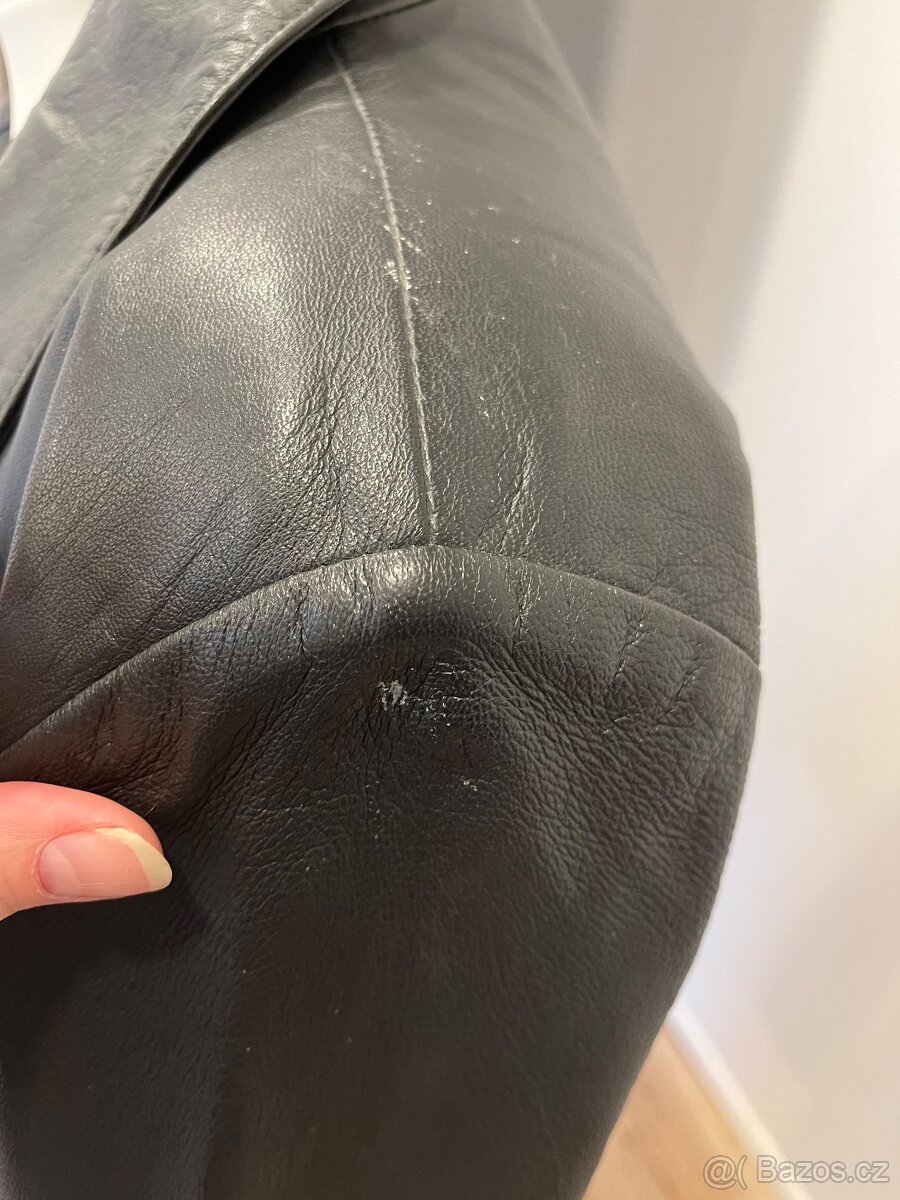 Kožený dlouhý kabát - 5
