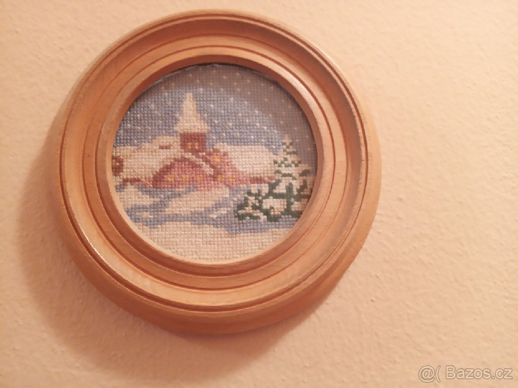 Výšivka 4 roční období - v zasklených dřevěných rámech - 5