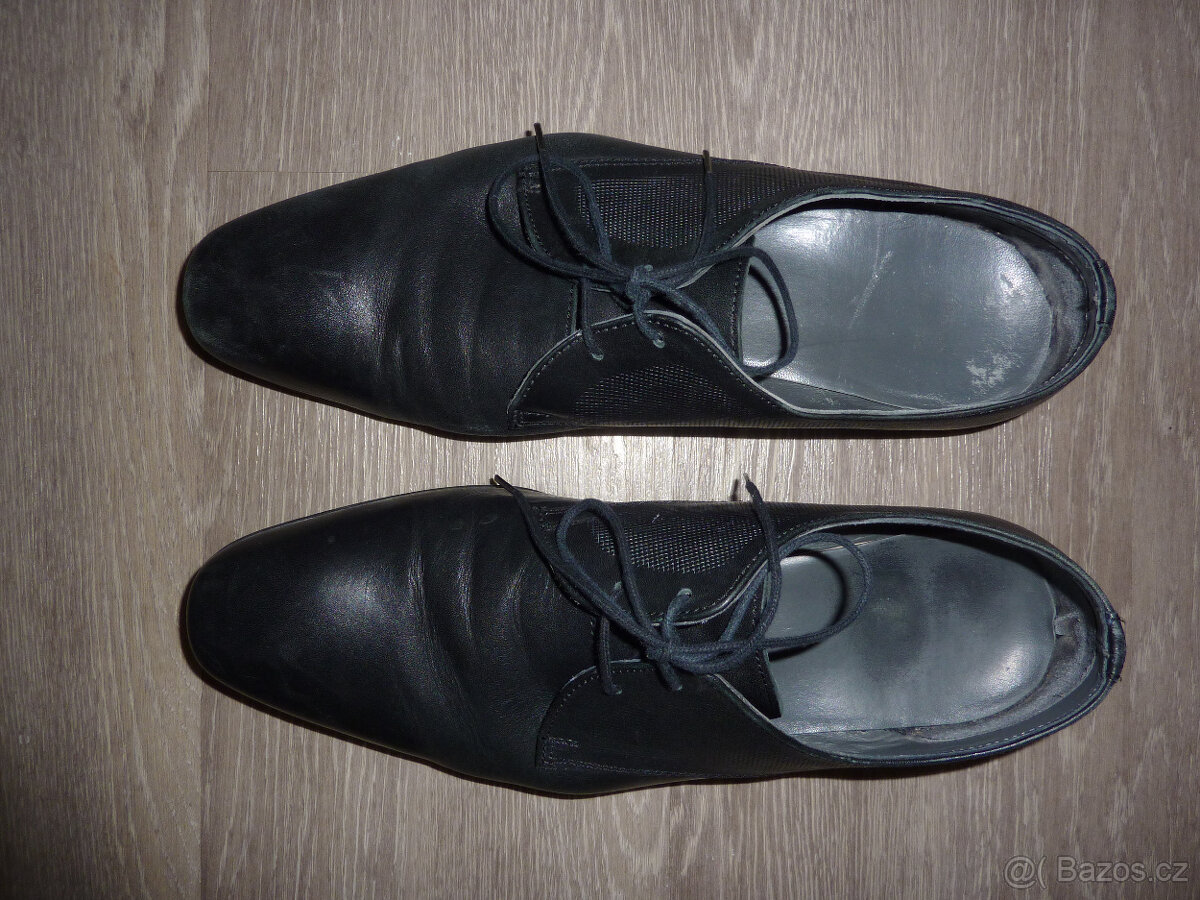 Pánské kožené černé polobotky, vel. 44, prodejce Baťa - 5