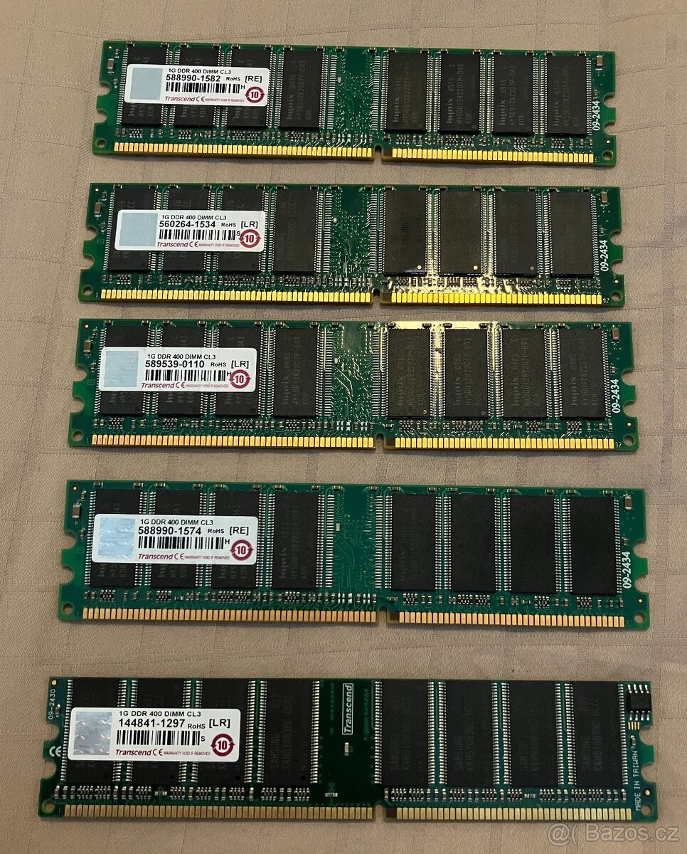 Paměti RAM do PC, typu DDR, DDR2 a DDR3, uvedená cena je za - 5