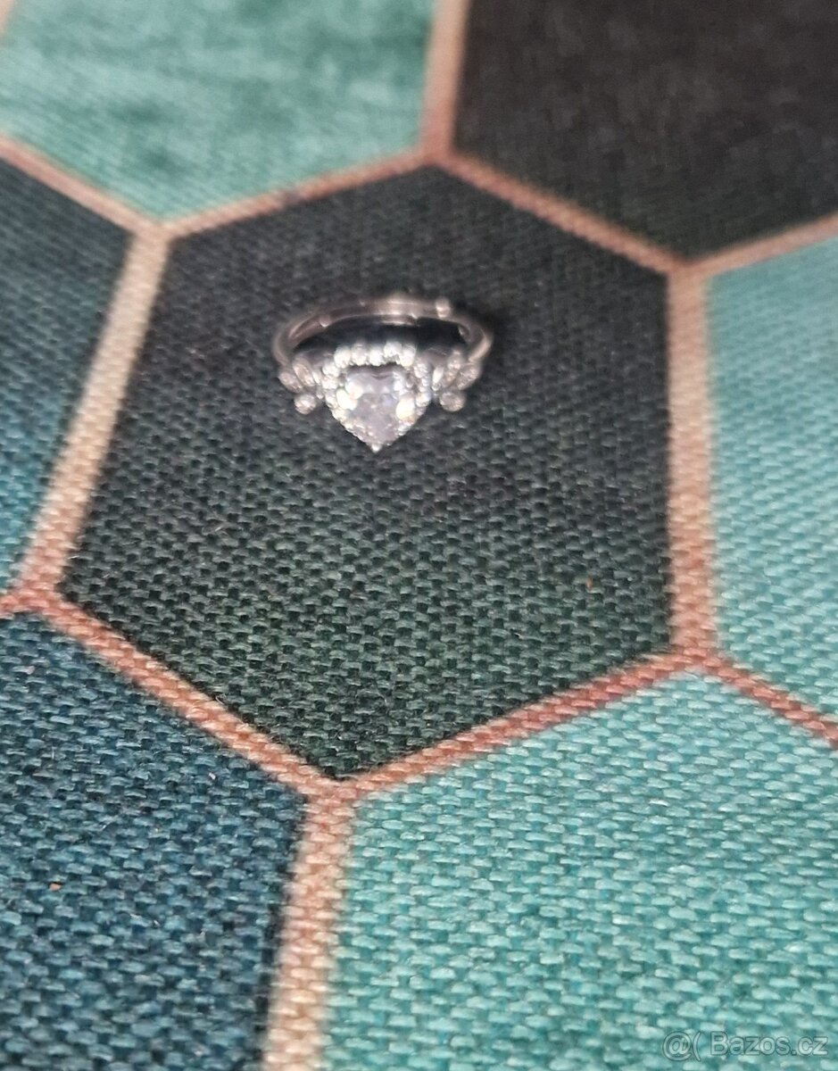 Nový dámský stříbrný prsten prstýnek 925 vel 54 srdce - 5