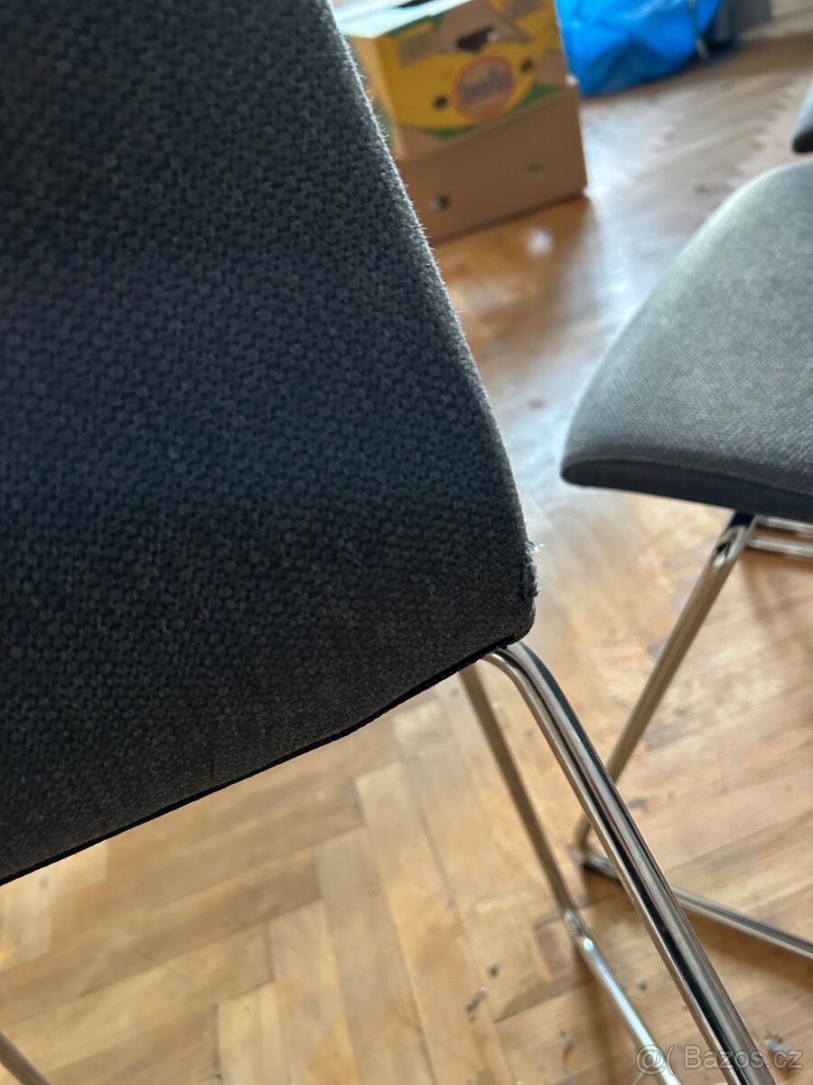 4 jídelní židle IKEA tmavě šedá, podnoži pochromované - 5