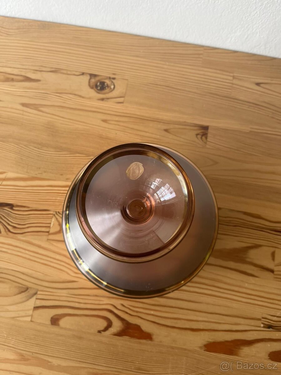 Hnědo zlatá zdobená váza Bohemia glass - 5