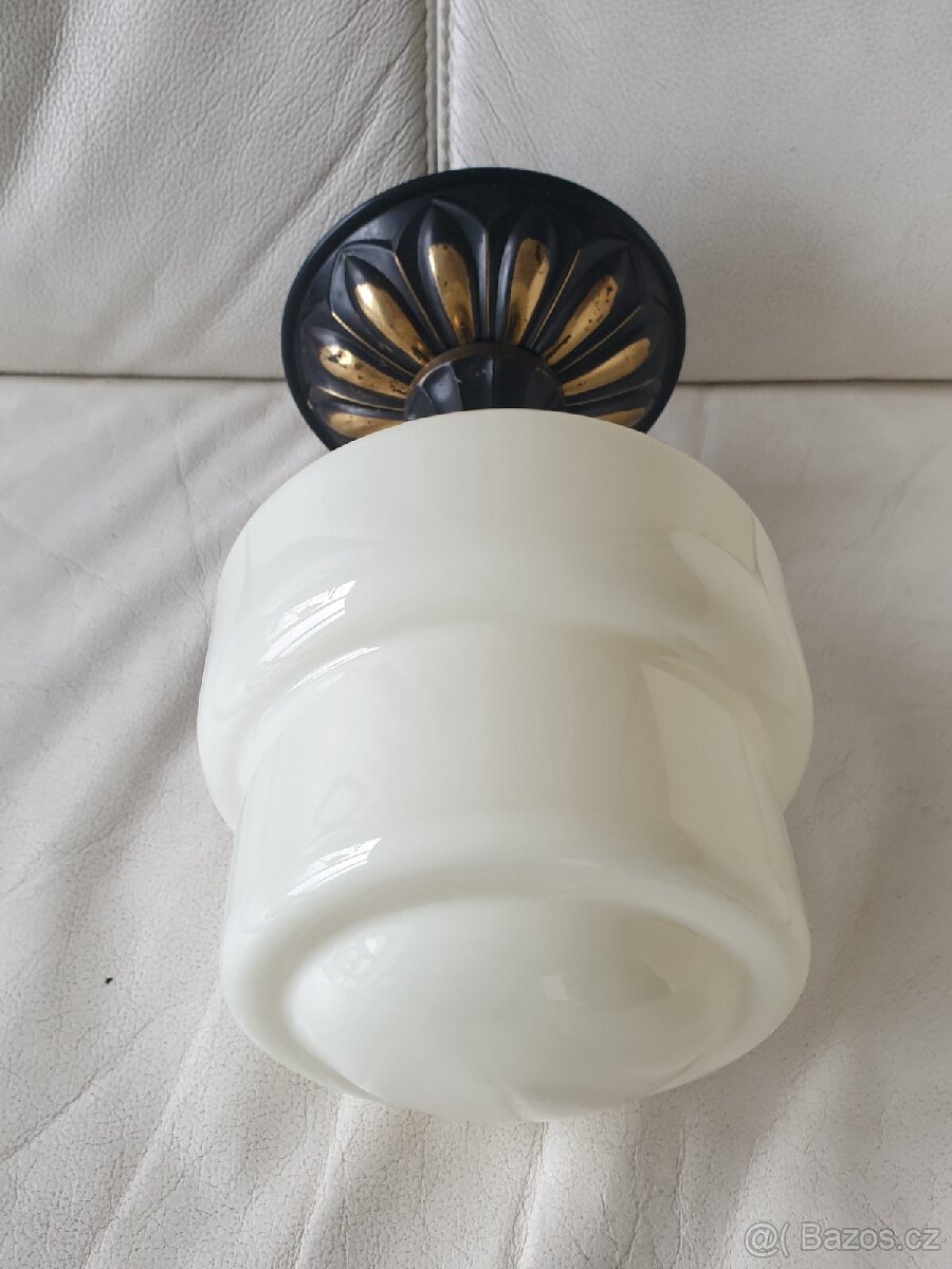 Starožitná stropnice art deco béžové stínítko - 5