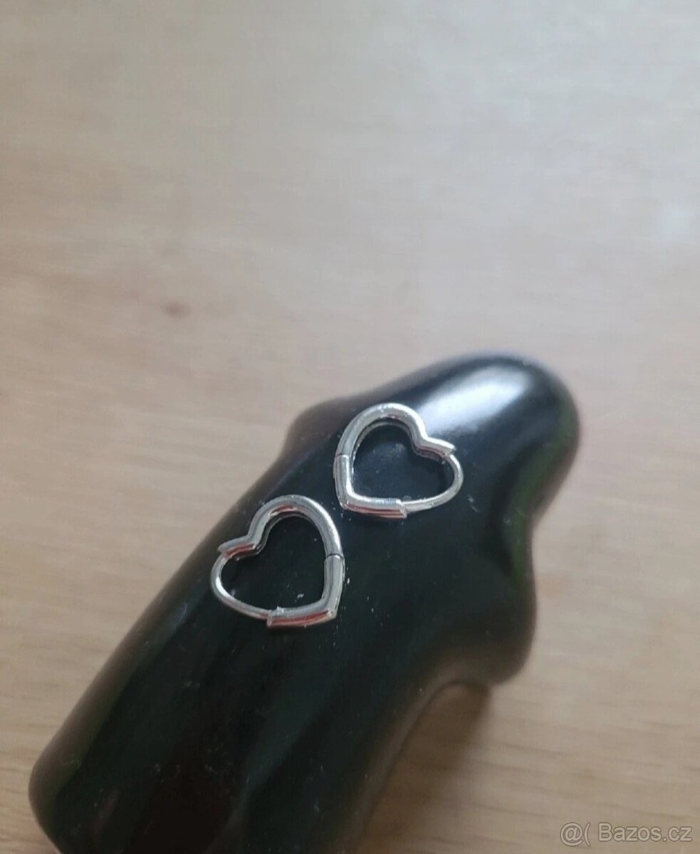 Nové dámské stříbrné náušnice 925 srdce srdíčka ocel - 5