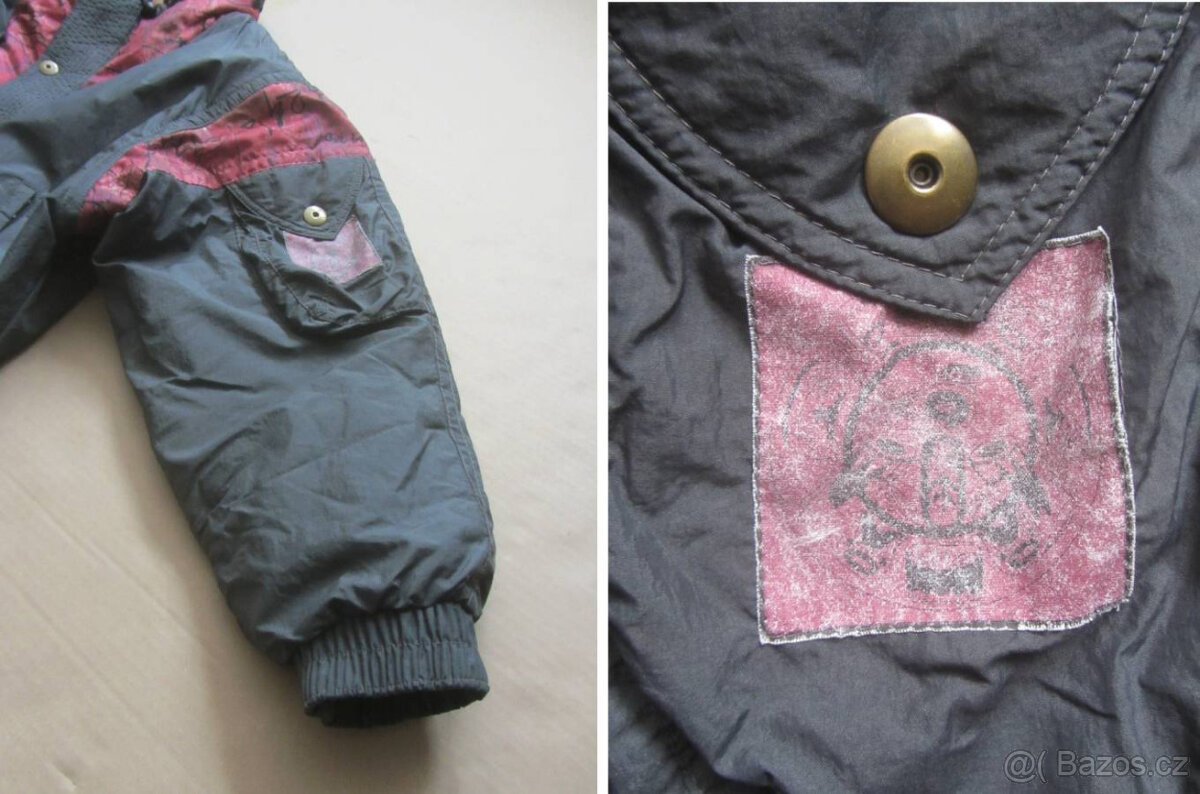 Vintage 90s šedá dámská snow kombinéza s vsadkami - 5