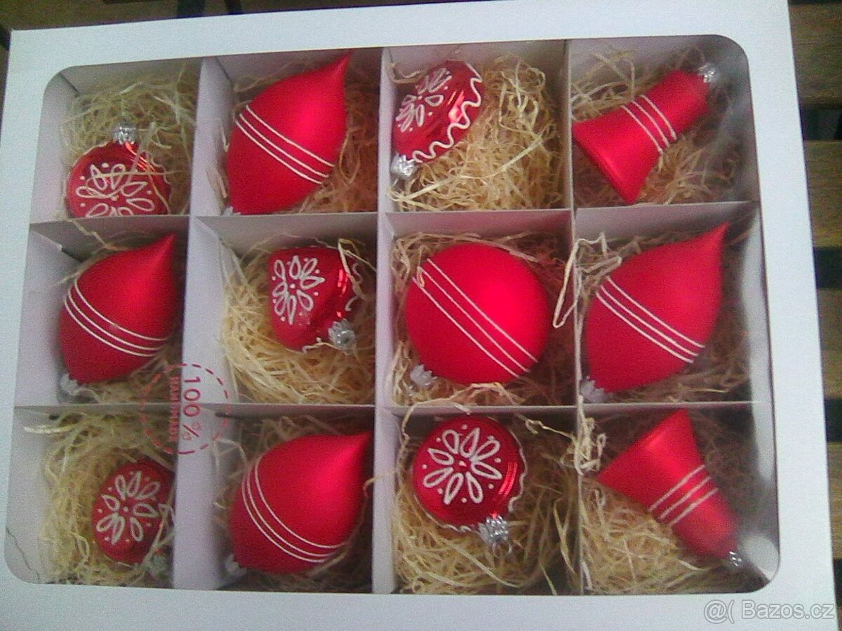 Design sada skleněných vánočních ozdob, 100% ruční práce - 5
