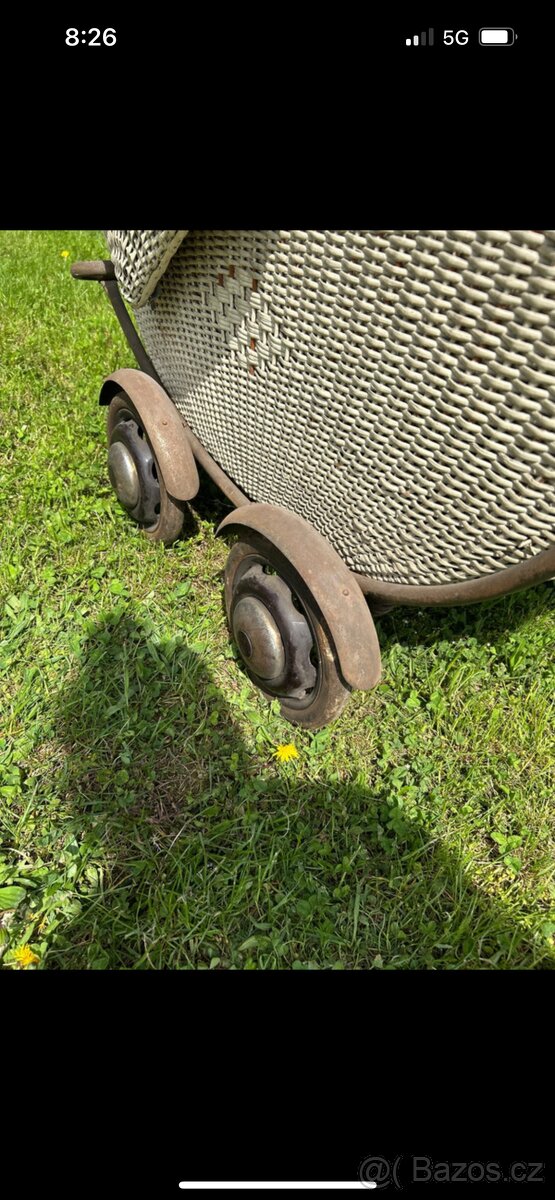 Starožitný kočárek perak - 5