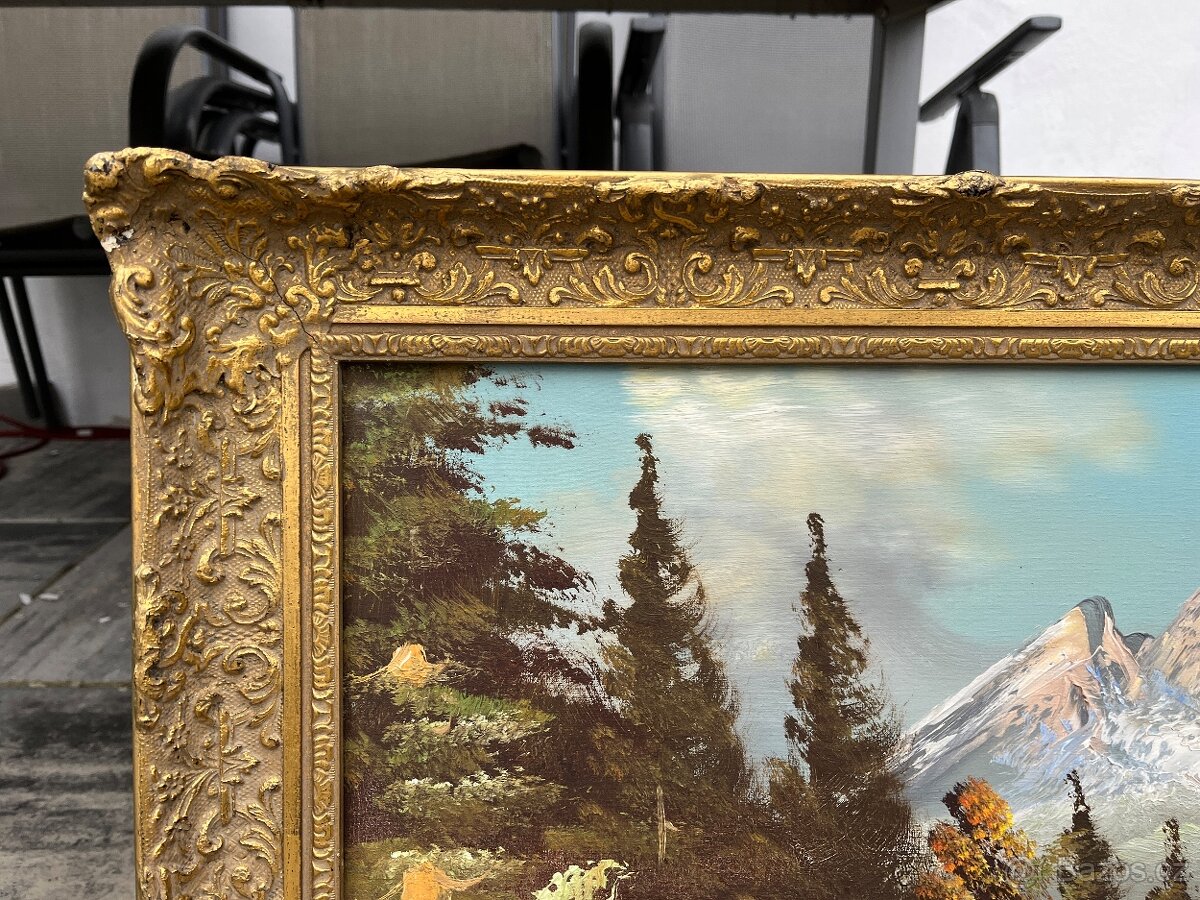 Olejomalba na plátně dům v krajině - AKCE doprava - 5