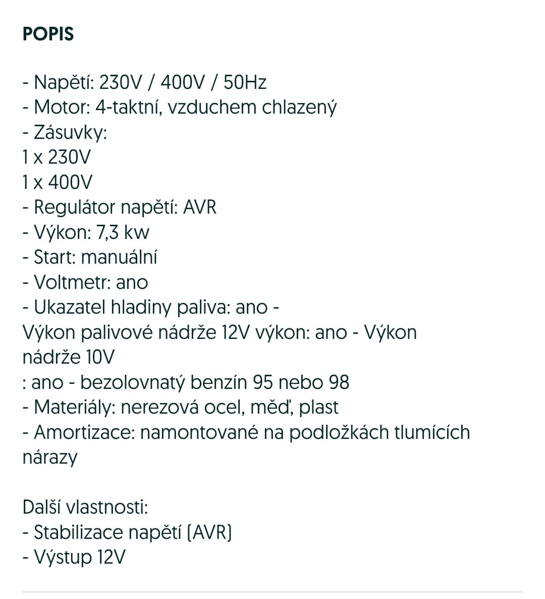 Prodám novou elektrocentrálu Pergspen - 5