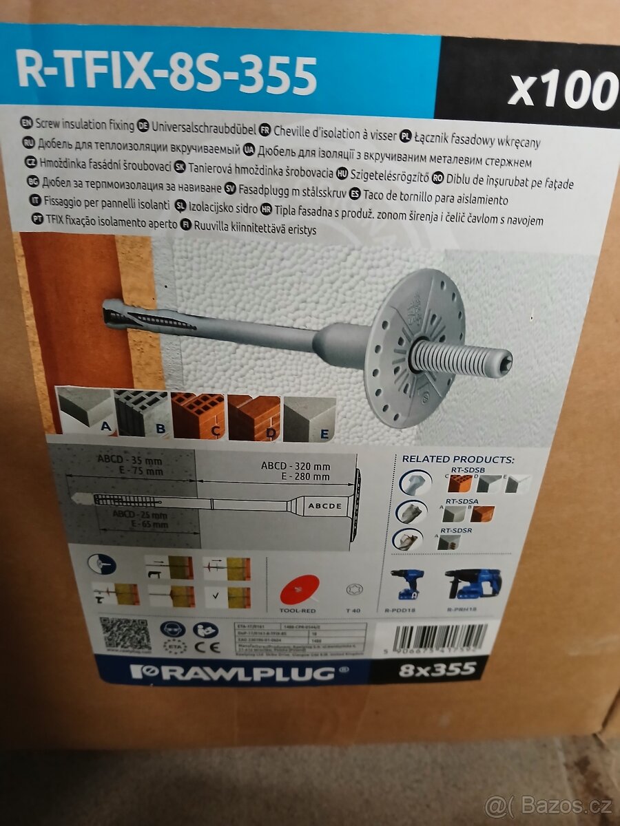 Talířové hmoždinky šroubovací, zápustné, 355mm dlouhé. - 5