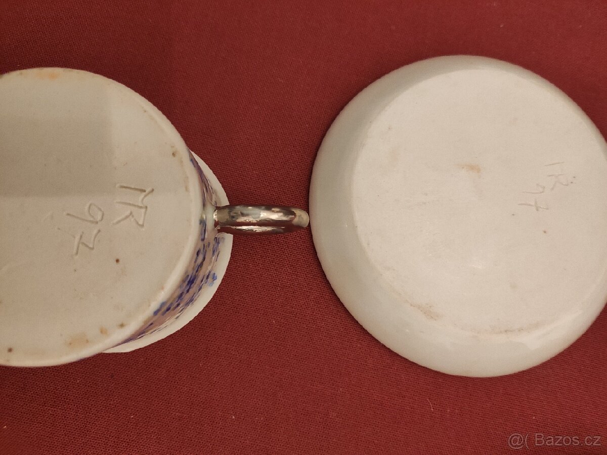 Dva keramické hrnky na kávu - pomněnky - ruční výroba - 5