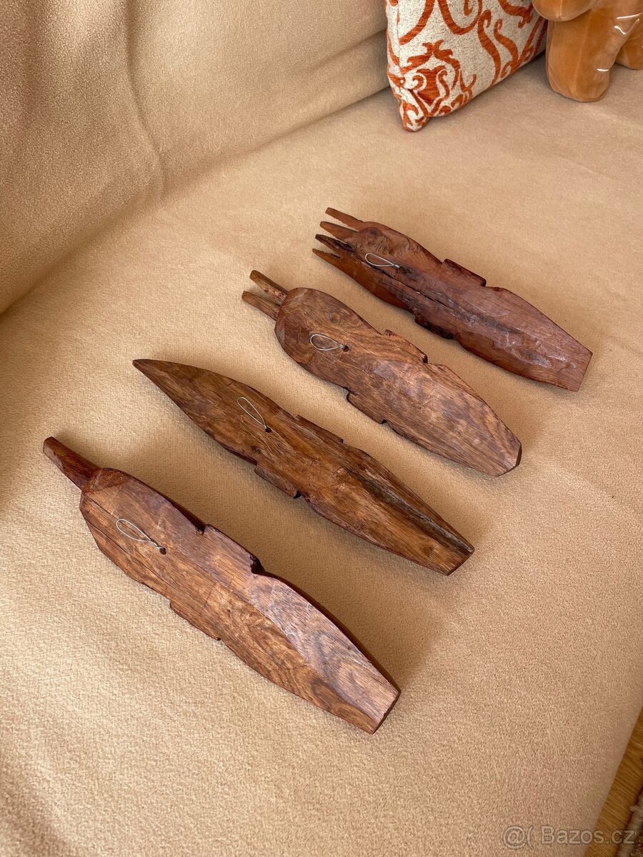 Dřevěné africké masky – sada 4 ks - 5
