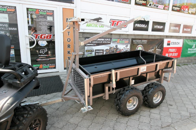 Vozík za čtyřkolku dvounápravový kovový, plechový SHARK WOOD - 5