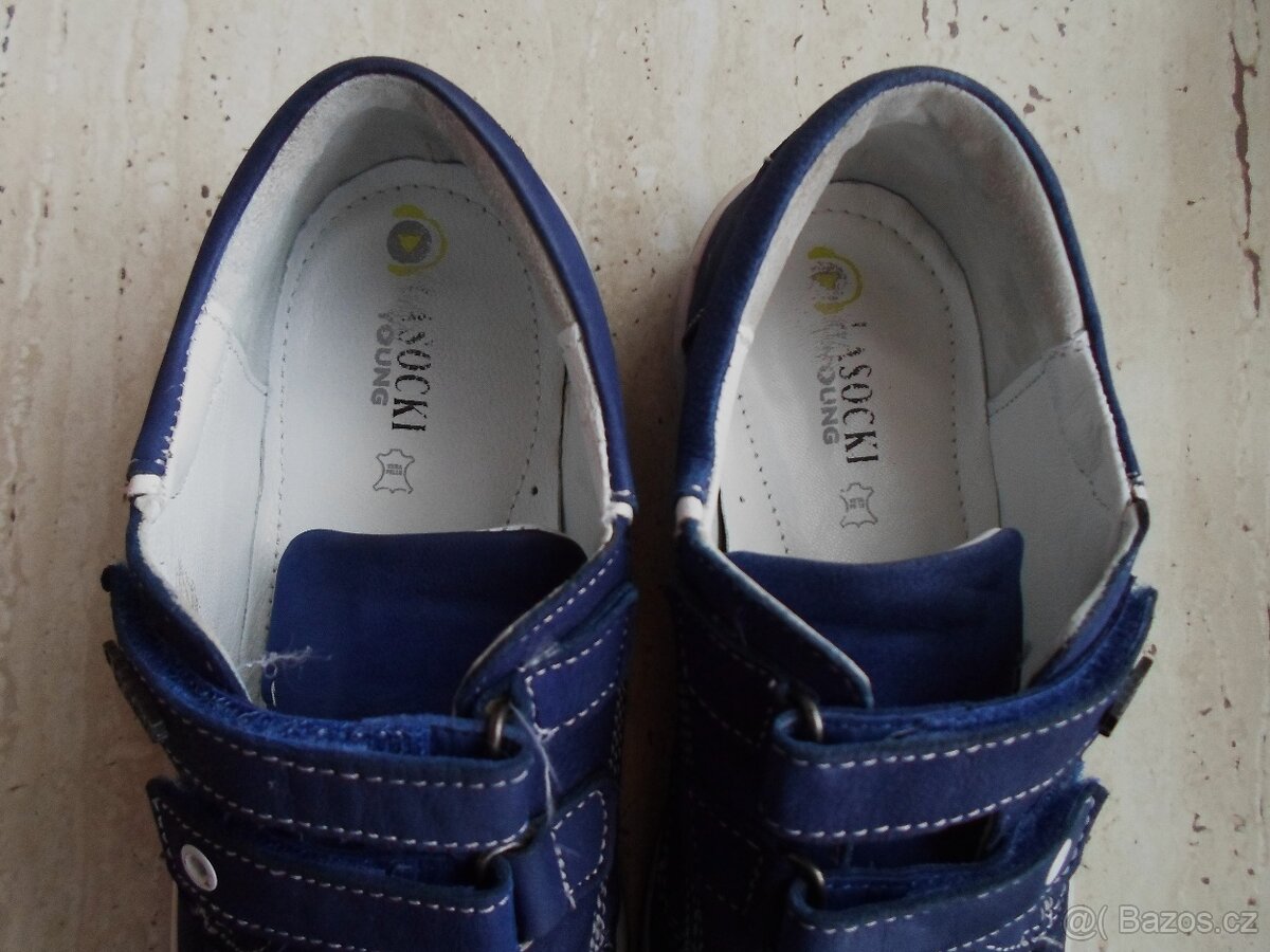 Modré bílé boty polobotky kožené - 35 - 5