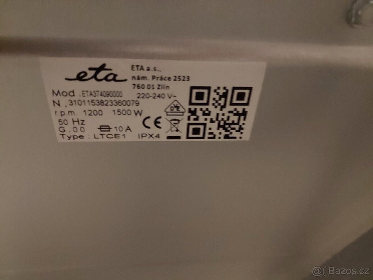 Pračka Eta na 7 Kg prádla - 5