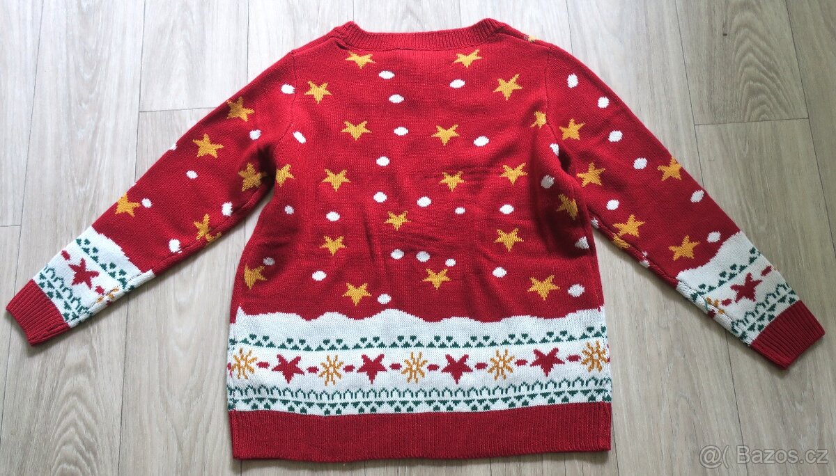 Vánoční svetr s tučňákem - nový, bliká, hraje vel. M - 5