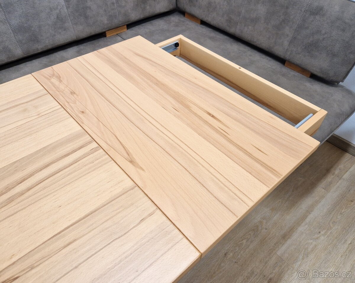 Sleva - Nový rozkládací stůl buk 80x120+45 cm - 5