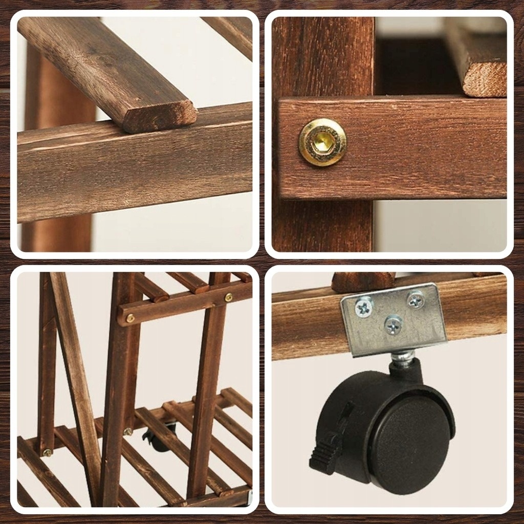 Dřevěný 6-policový stojan na květiny - 5