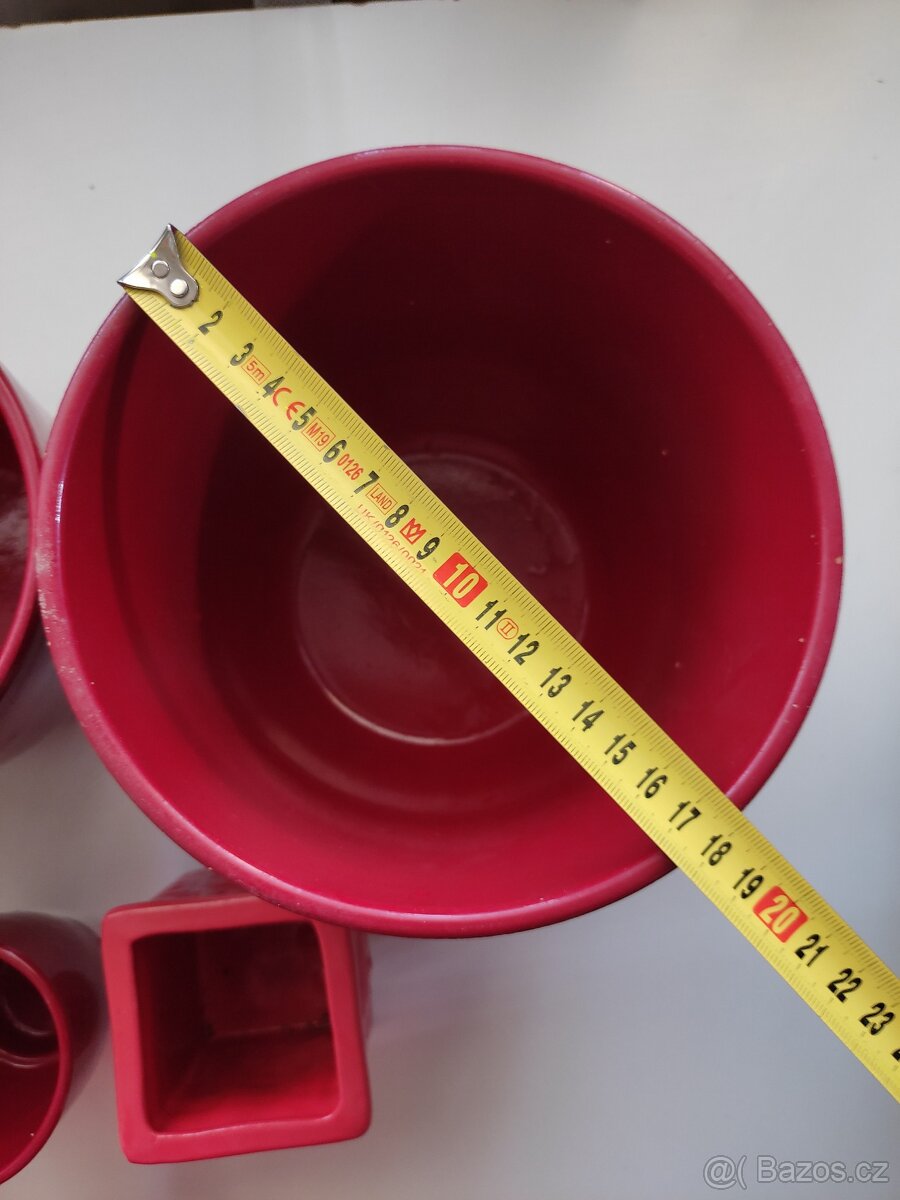 Červené obaly na květináče - sada - 5