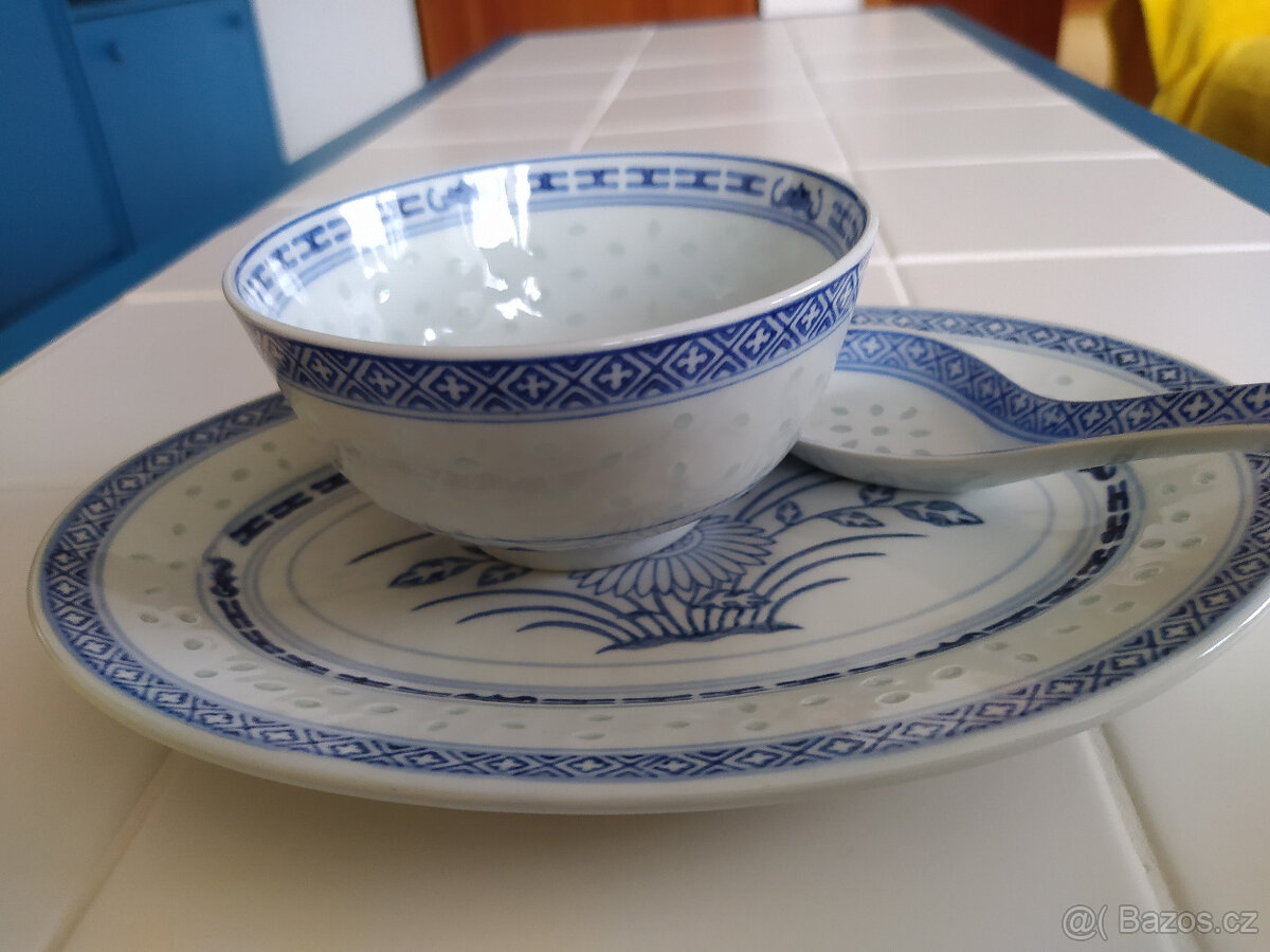 Porcelánový talířek, miska a lžíce - 5