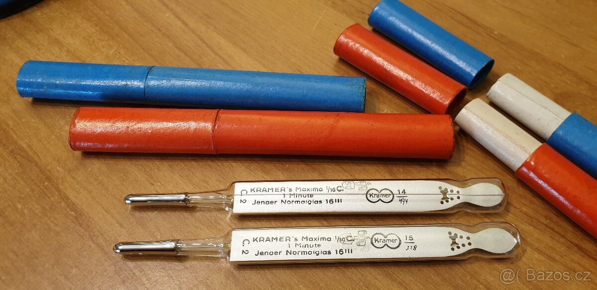 MINUTOVÝ RTUŤOVÝ TEPLOMĚR LÉKAŘSKÉ RETRO ART DECO - 5