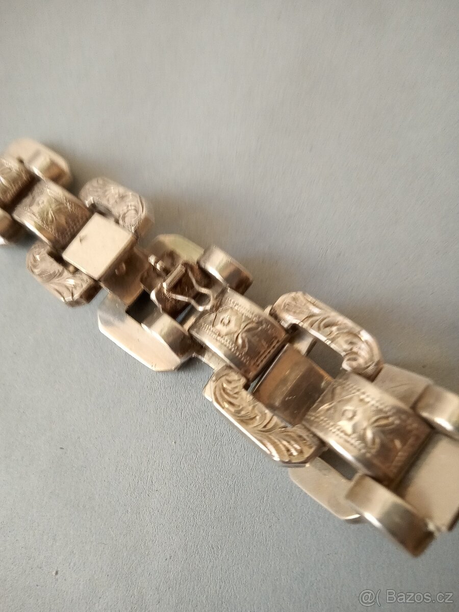 Mohutný stříbrný náramek Art Deco - 5