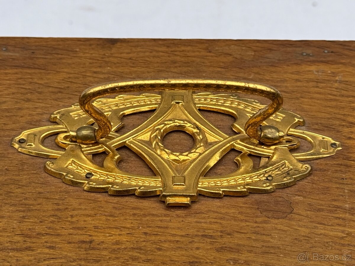 Secesní dřevěná šperkovnice Mosazné kování - 5