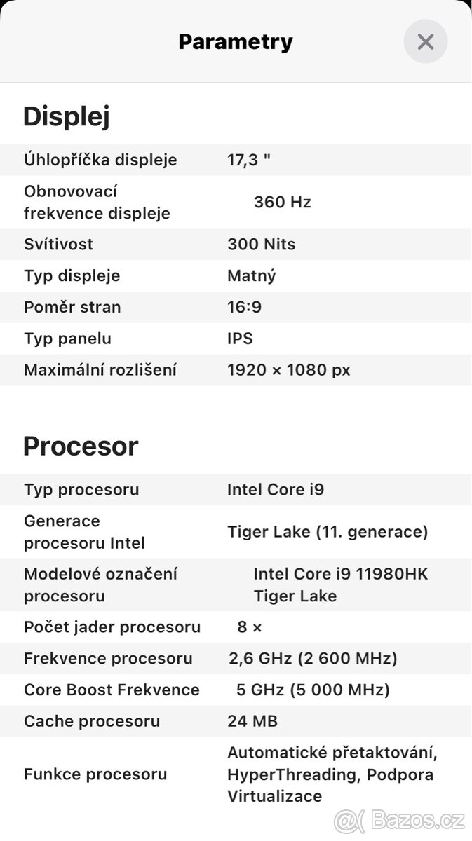 Herní notebook Rtx 3080, 64Gb RAM - 5