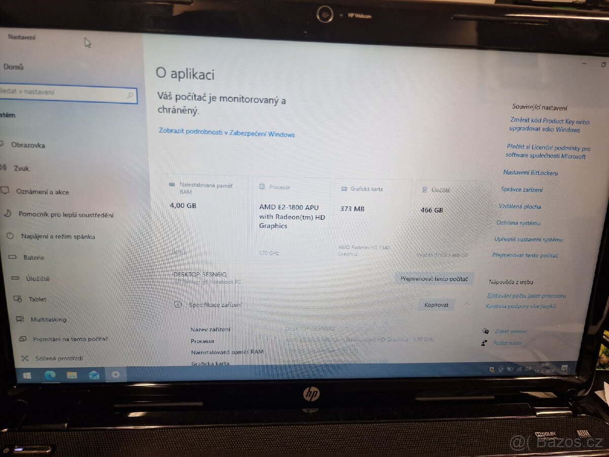 Notebook HP 500 gb disk, AMD, Win 10 - 5