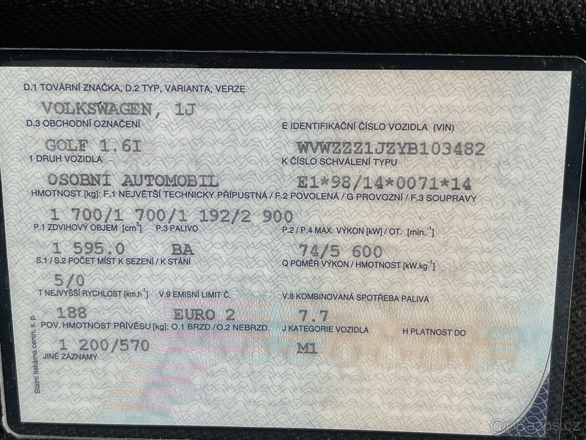 Volkswagen Golf 4 1,6 74kw - 5