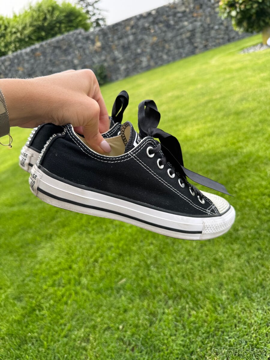 Luxusní, černé tenisky Converse s kamínky Swarovski - 5