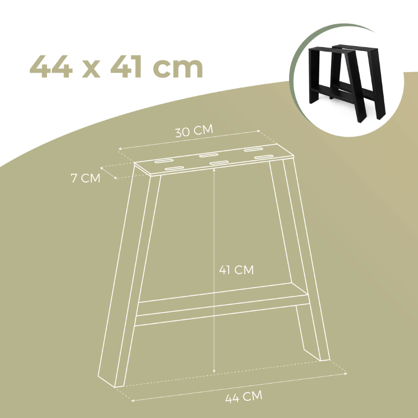 Kovové nohy na stůl ve tvaru A černé (2 ks v sadě) - 5