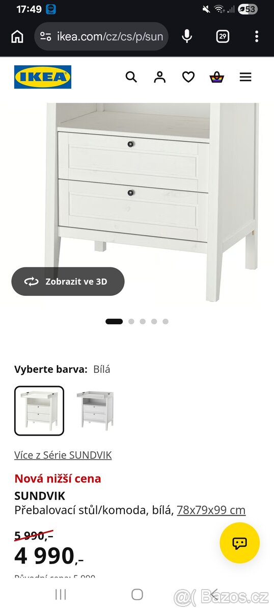 Přebalovací pult ikea,dětská postýlka ikea - 5