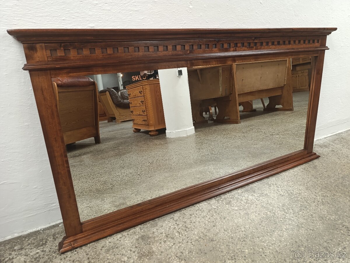 Rustikální zrcadlo, velké, nábytek z masívu - 5