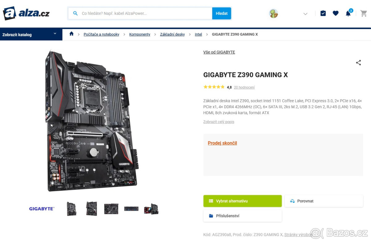 Herní deska GIGABYTE Z390 GAMING X - Intel Z390, socket 1151 - 5