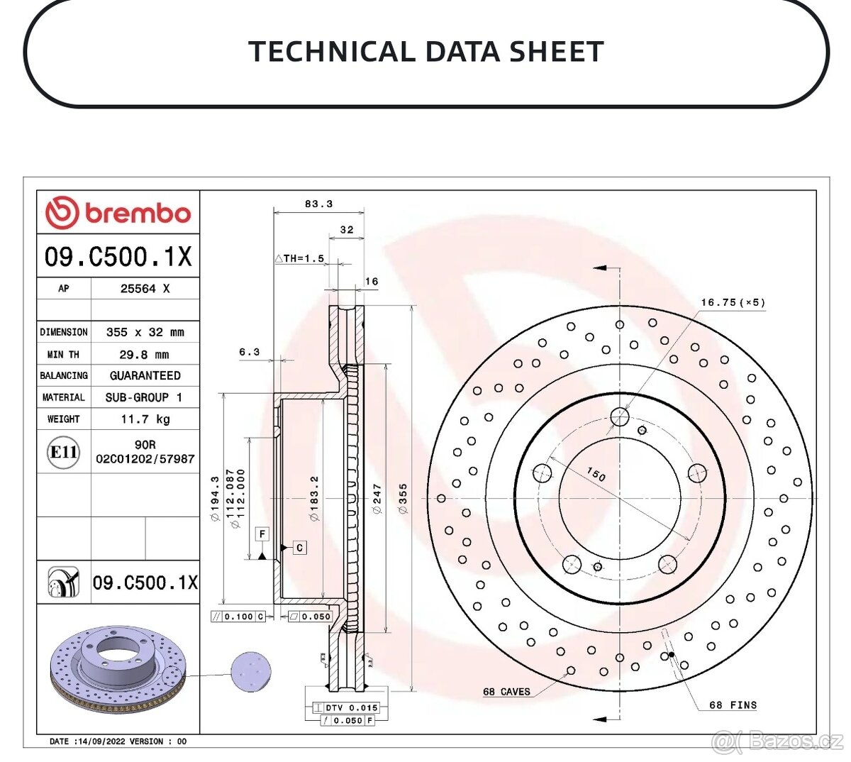 Brzdové kotouče Brembo 09.C500.1x - 5