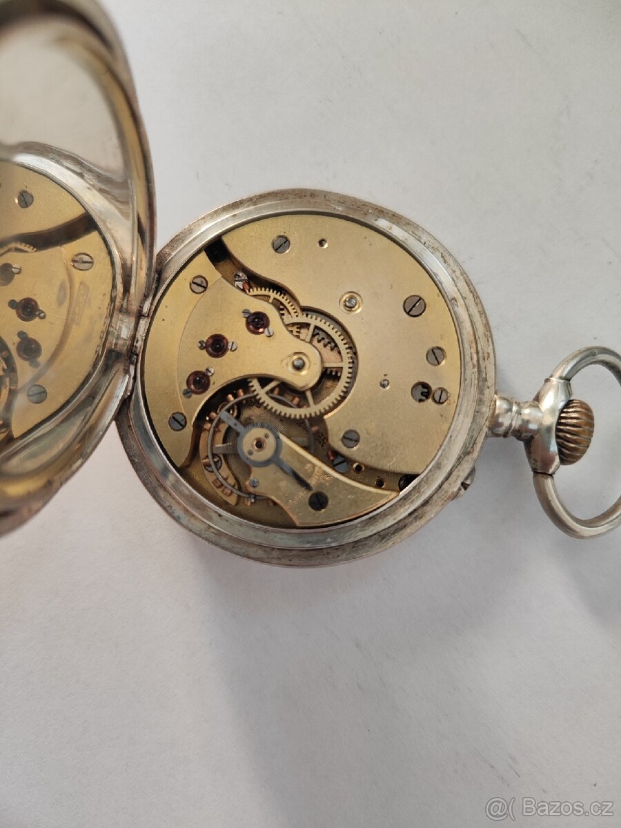 Stříbrné kapesní hodinky NELHEM-PAM top stav - 5