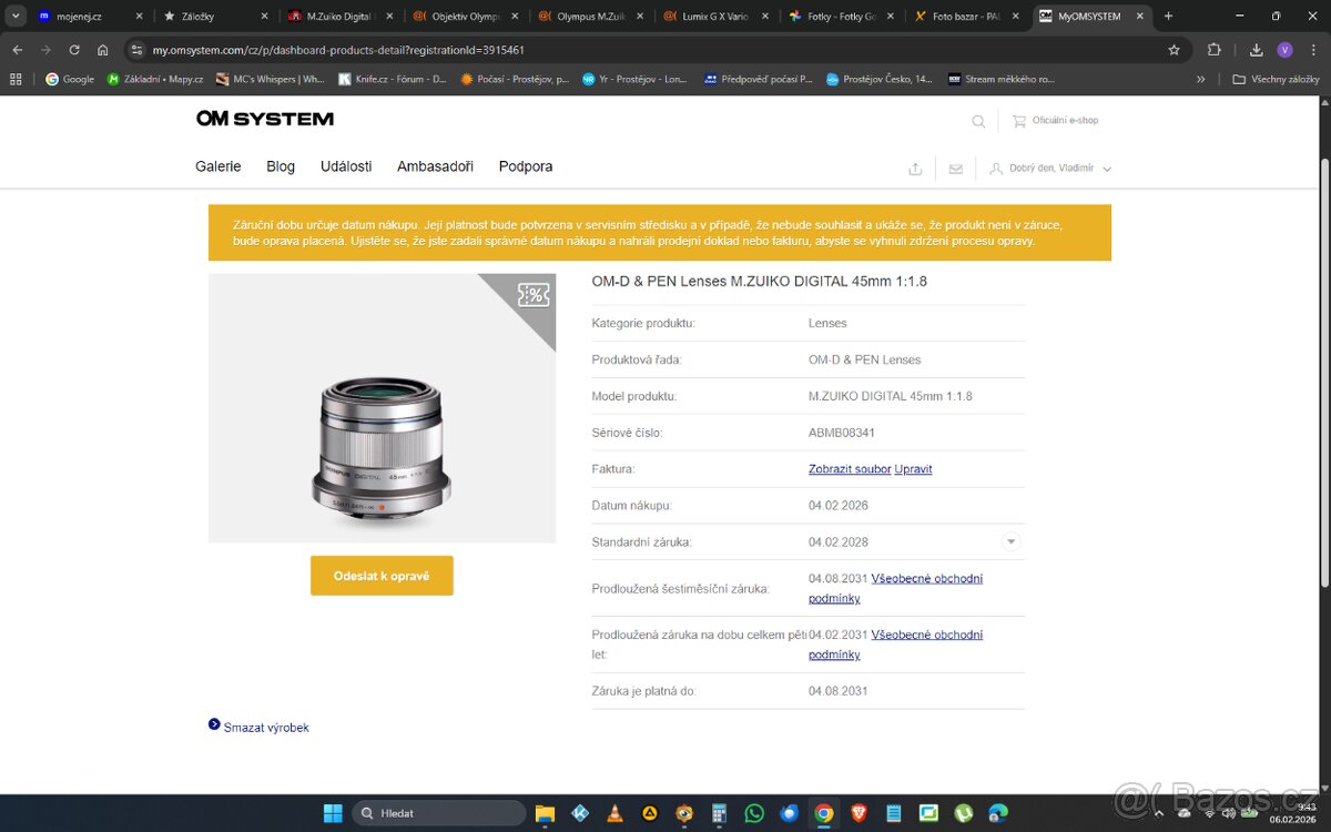 Objektiv Olympus M.ZUIKO DIGITAL 45mm 1:1. - 5