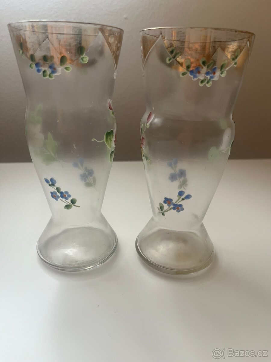 Starožitná malovaná sklenice, 2 ks - 5