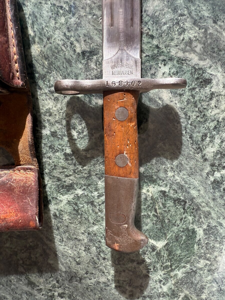 Originál švýcarský bajonet M1918 na pušku Schmidt Rubin - 5