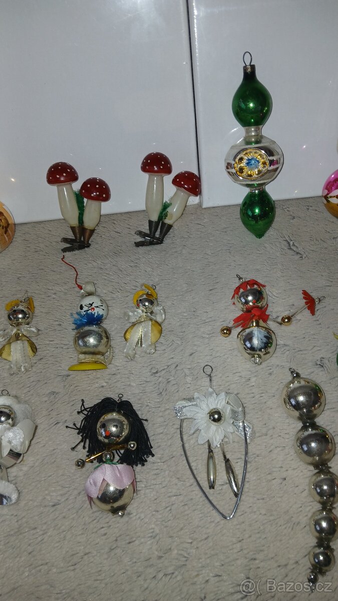 Staré Vánoční ozdoby - muchomůrky, ptáčci atd dle fotek - 5