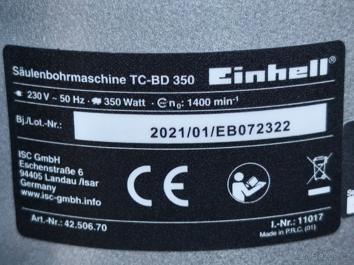 Prodám NEPOUŽITOU stolní vrtačku EINHELL -350 W. Na vrtání - 5