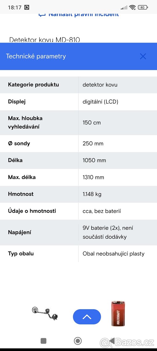 Detektor kovů - Max. hloubka vyhledávání 150 cm - digitální - 5